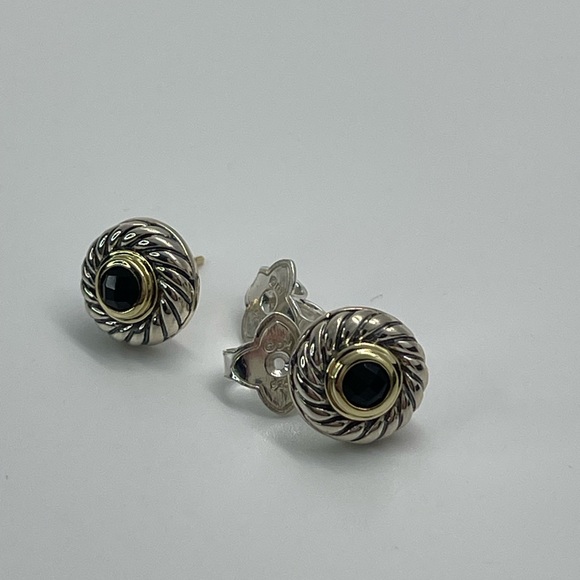 David Yurman Cookie Cutter Earrings with Black Onyx & 14k Gold - Picture 10 of 14